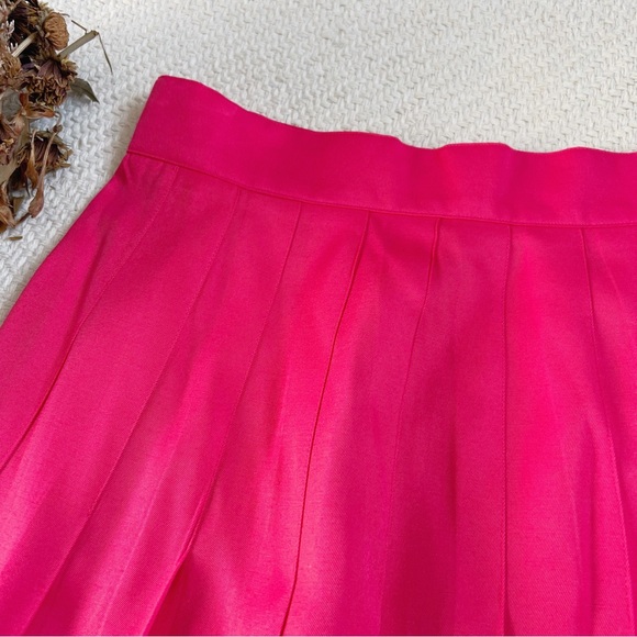 90s Compagnie Internationale Express Pleated Hot Pink Mini Skirt Deadstock NWT - Picture 2 of 6